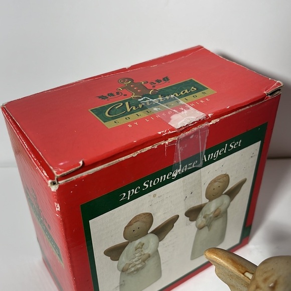 Angel Primitive Figurines Earthenware Christmas Collection by Lincolnshire 2 PC‎ - Picture 10 of 12